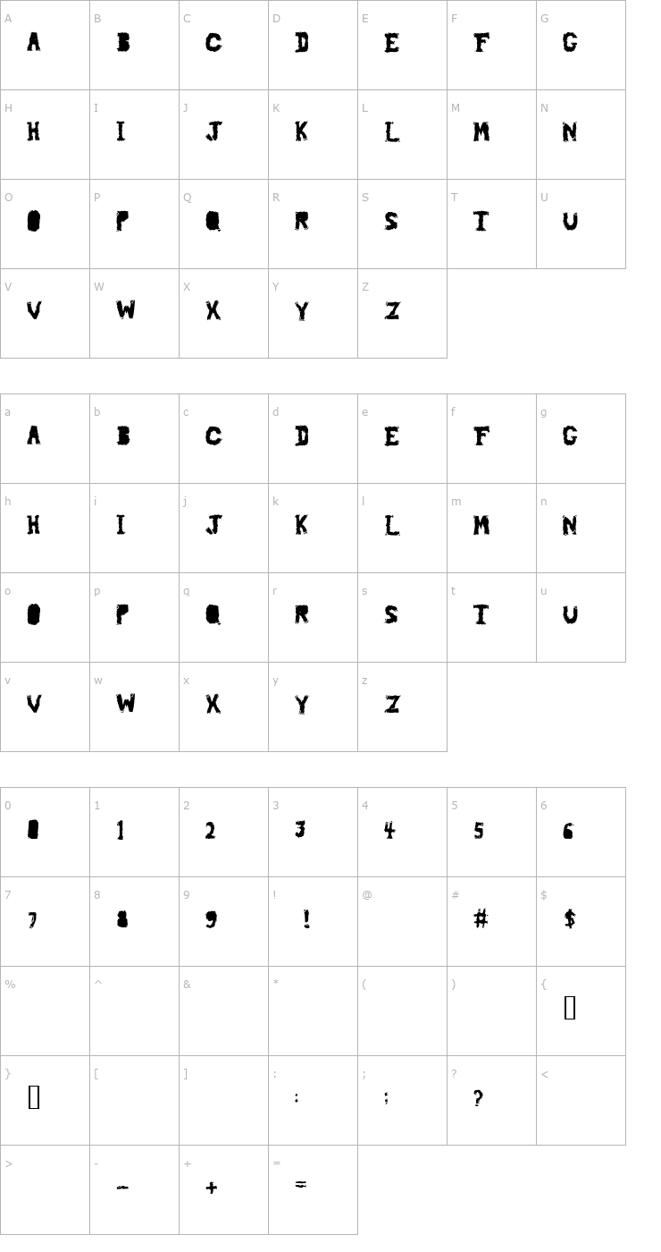 Character Map piledriver Font