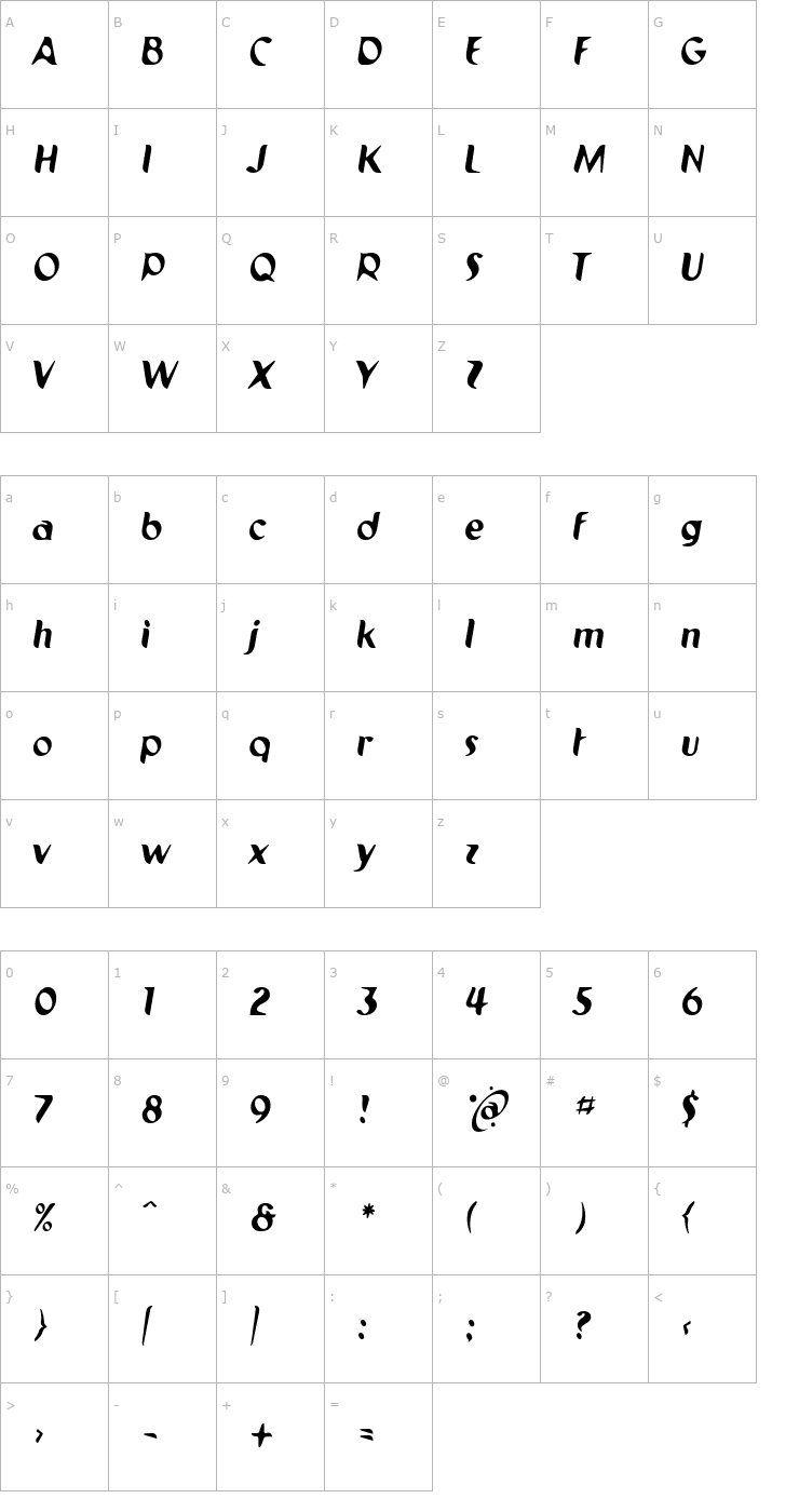 Character Map Pilot 2TI Font
