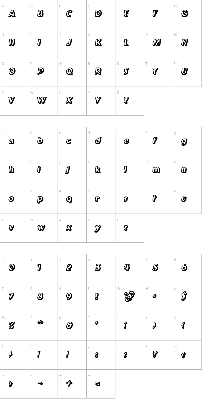 Character Map Pilot Outer Space Font