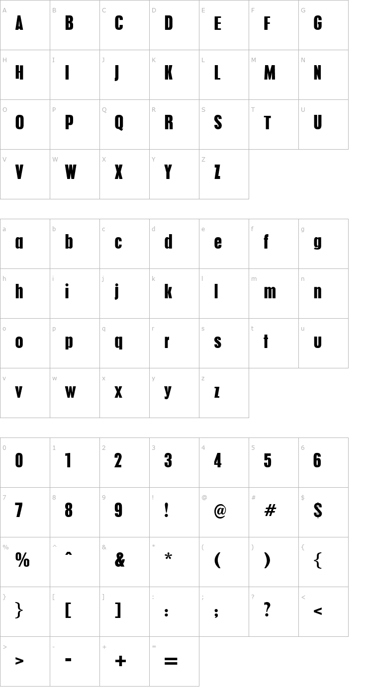 Character Map Pilsen Plakat Font