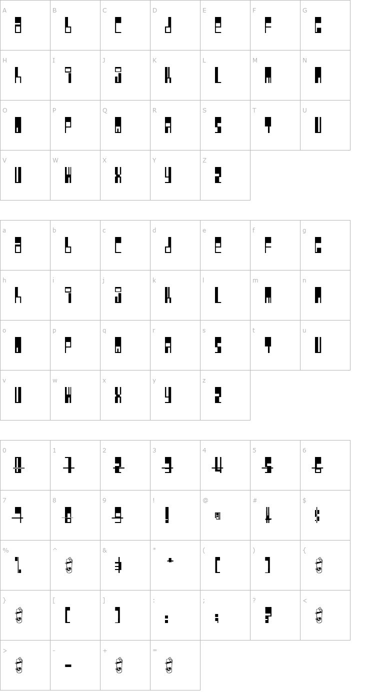 Character Map Pimpbot 5000 Font