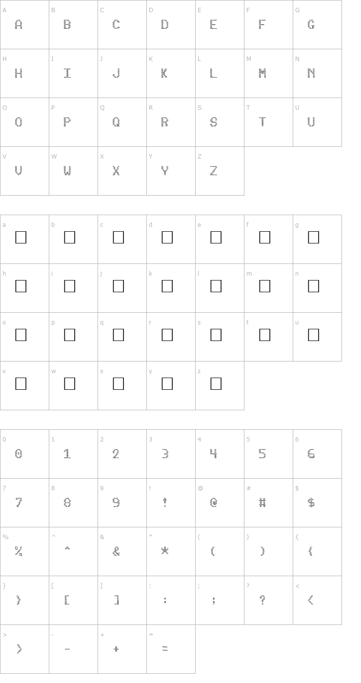 Character Map Pinball Data Font