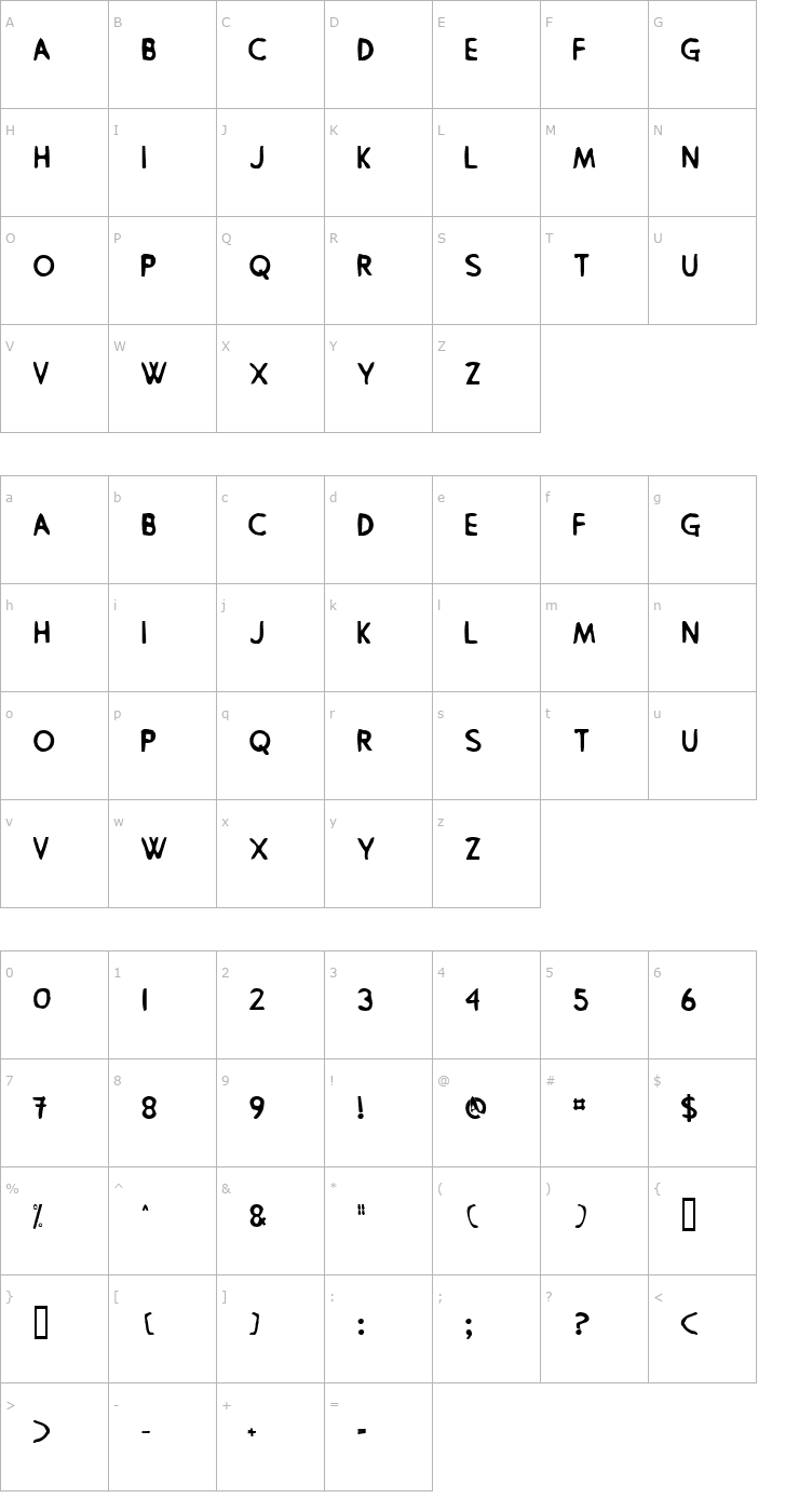 Character Map PingPong Font