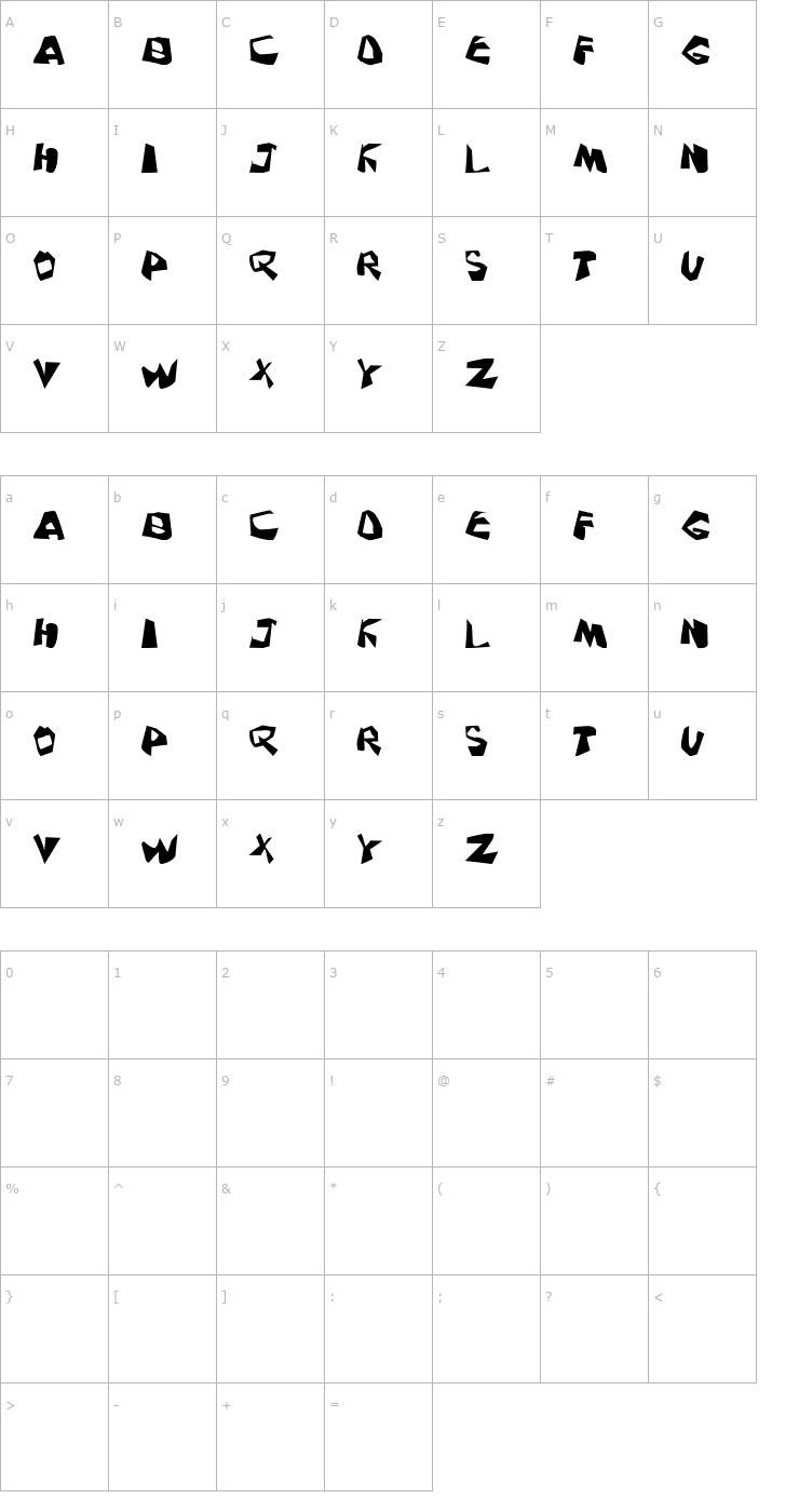 Character Map Pink Noise Font