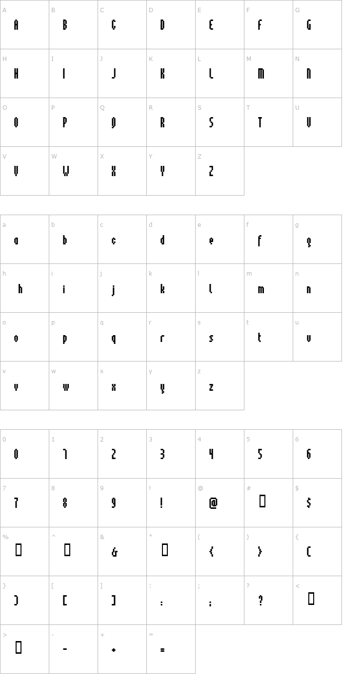 Character Map pinx Black Font