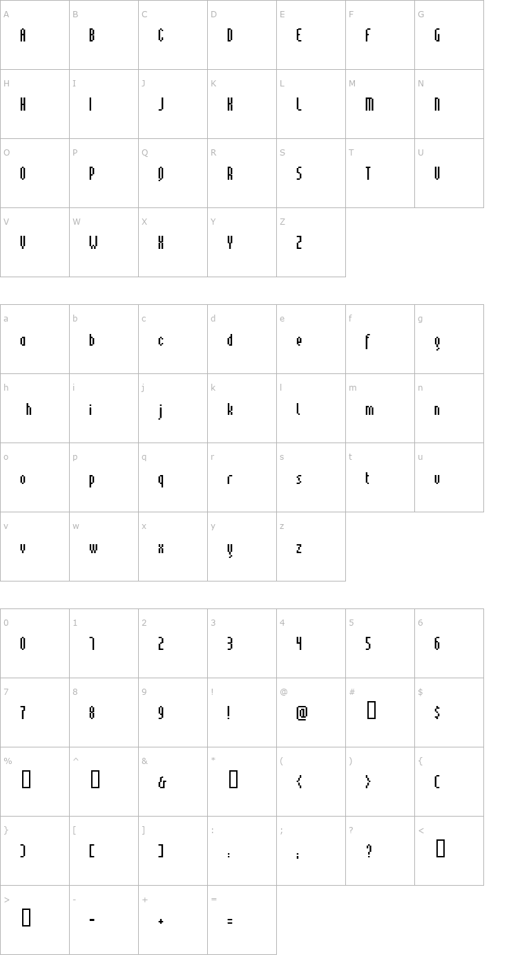 Character Map pinx Bold Font