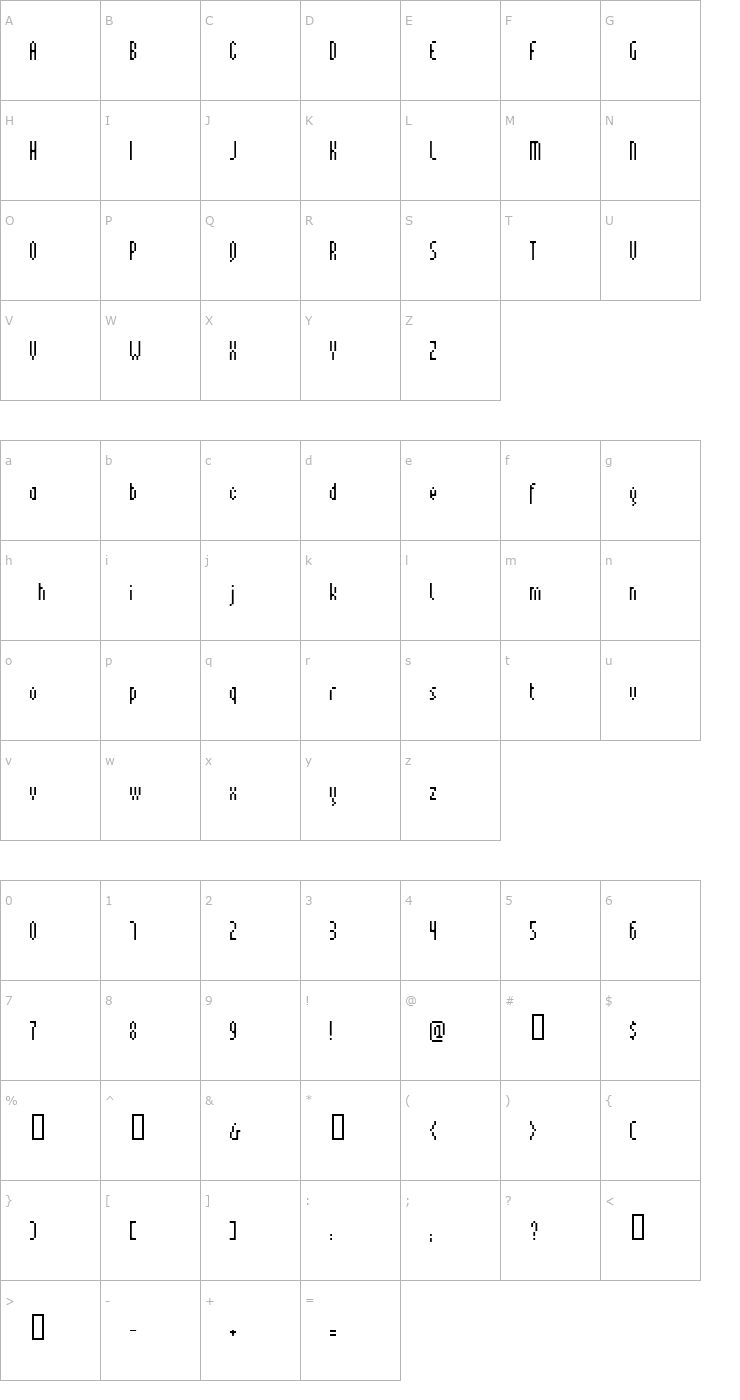 Character Map pinx Font