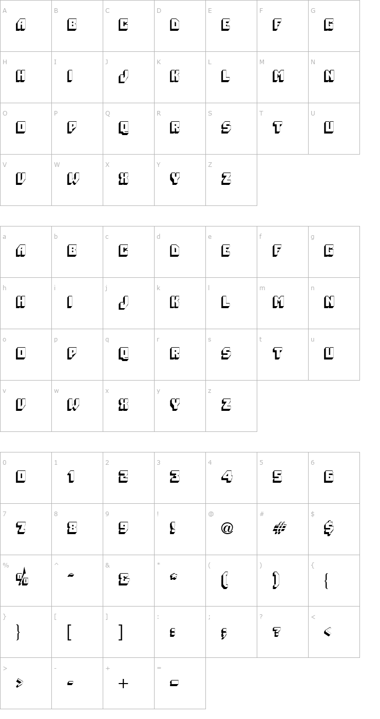 Character Map Pioneer Regular Font