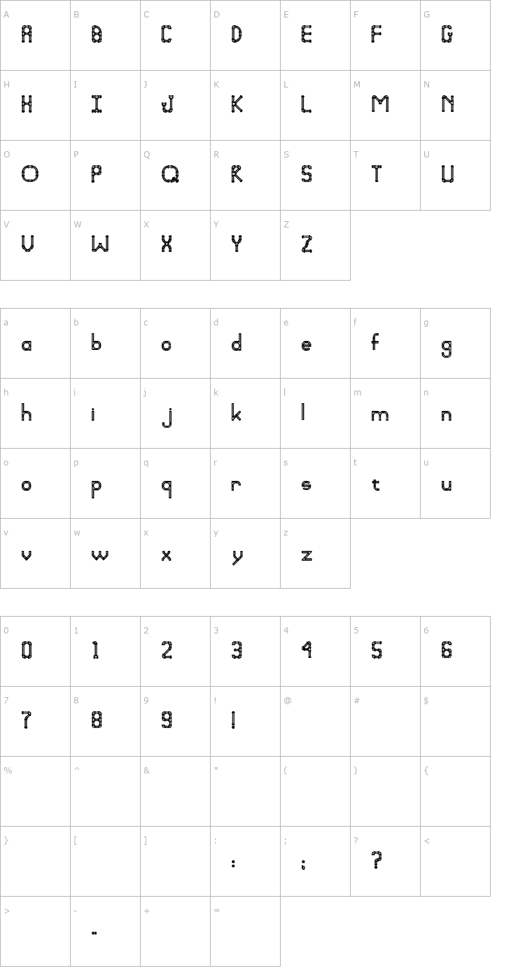 Character Map Pipefitter Bold Font