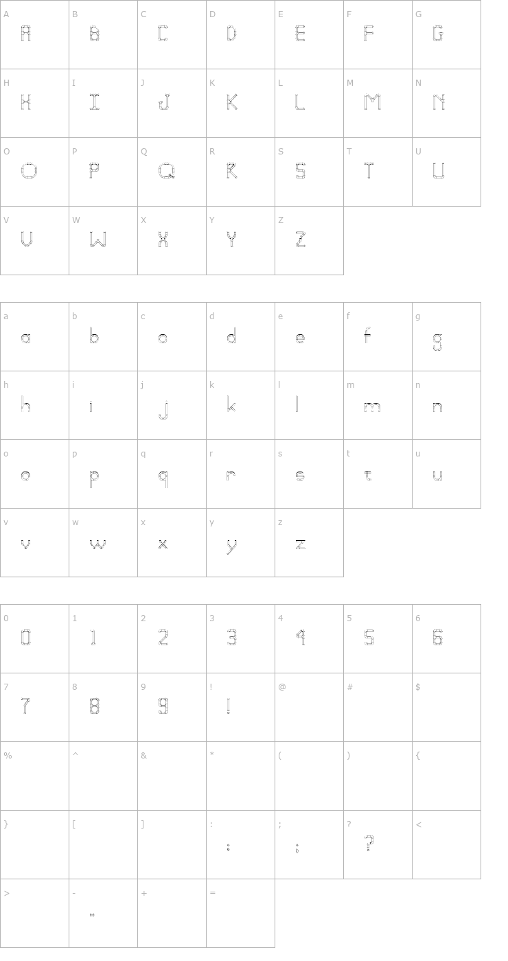 Character Map Pipefitter Font