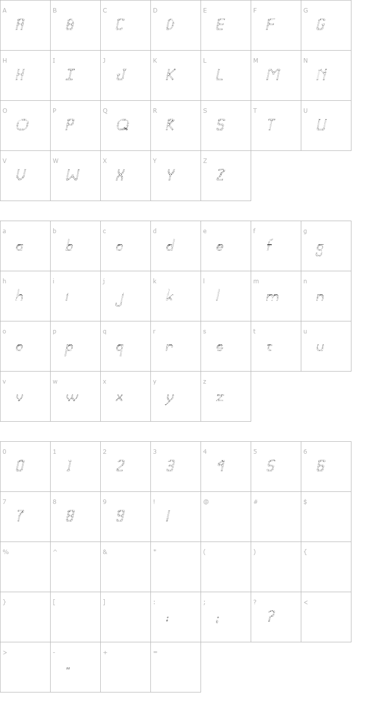 Character Map Pipefitter Italic Font