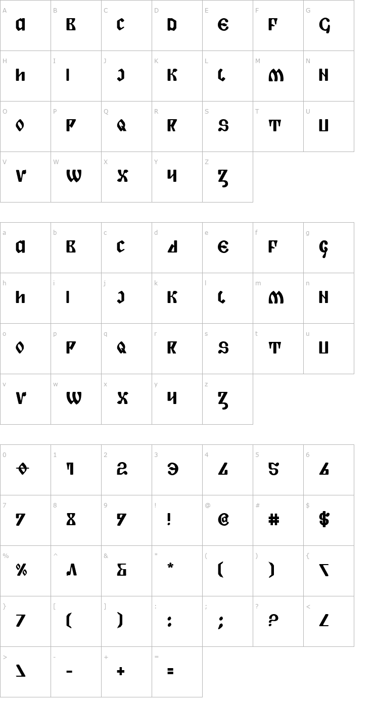 Character Map Piper Pie Bold Font