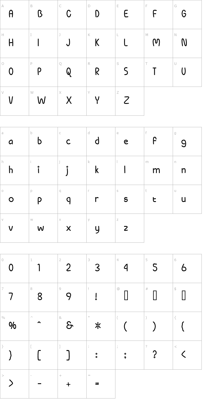 Character Map Pippi BV Color Fill Font