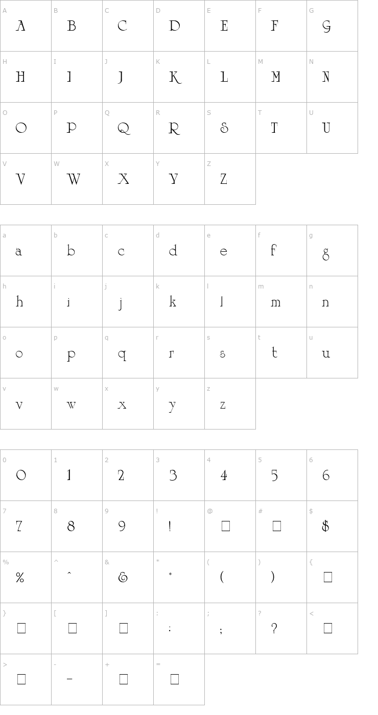 Character Map Piquet SSi Font