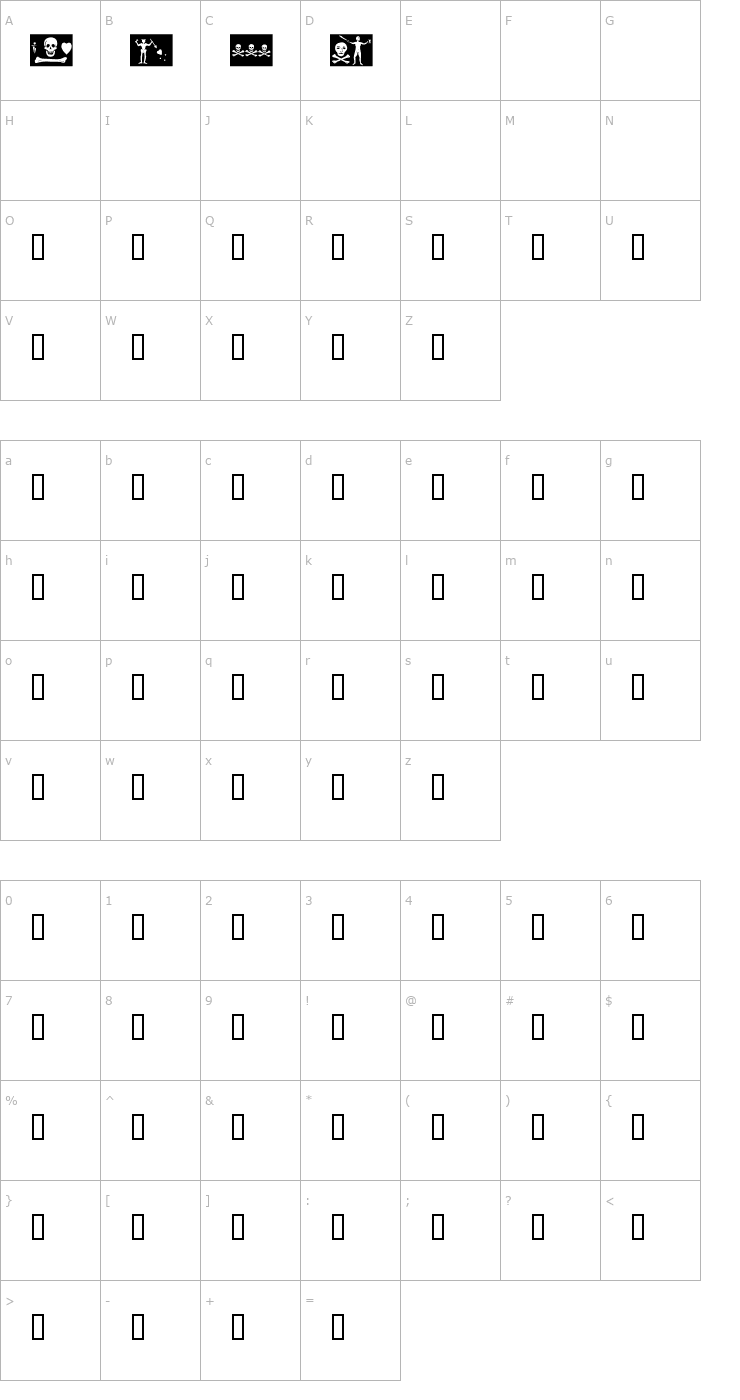 Character Map Pirate Flags SAMPLE Font