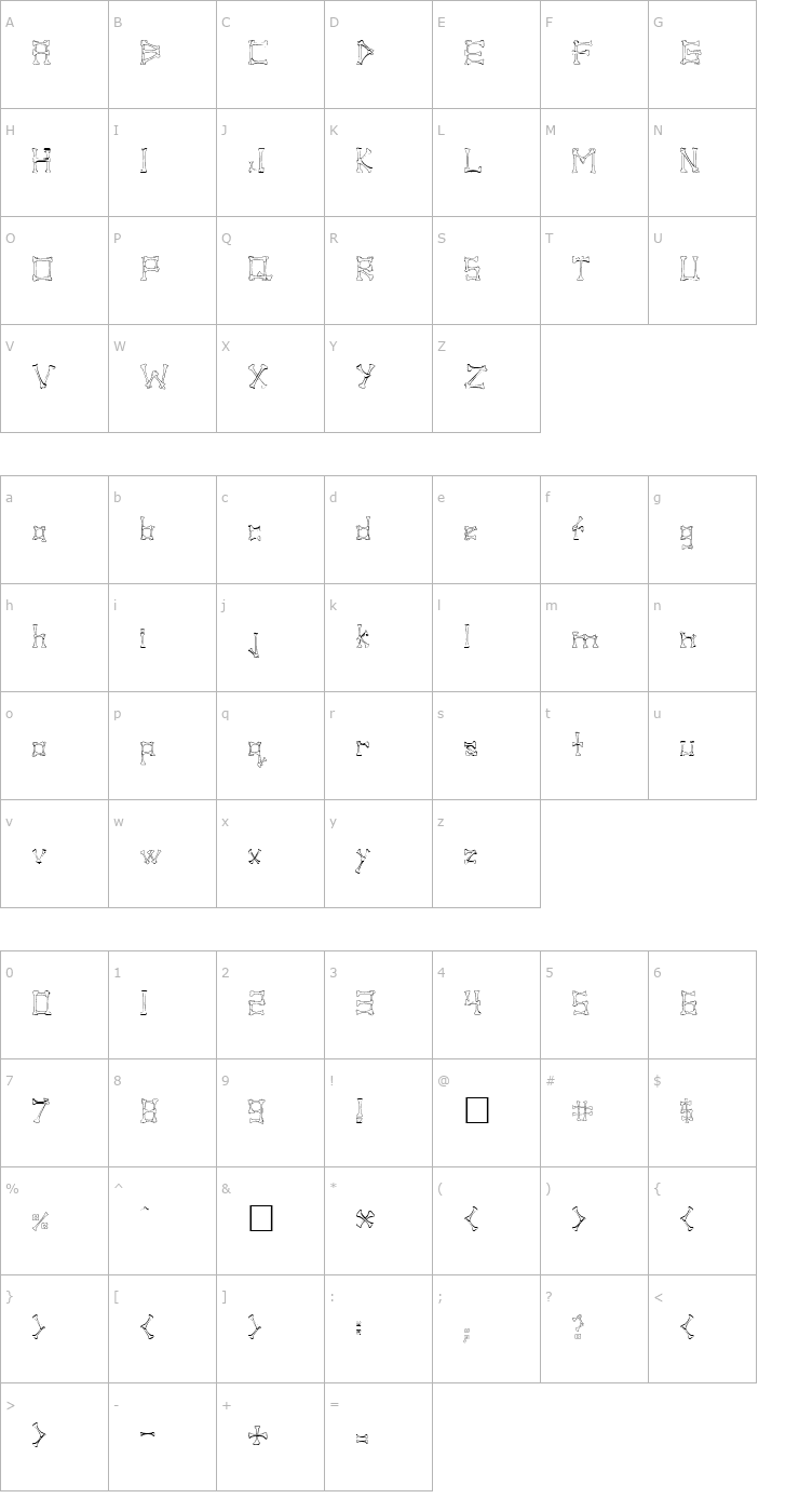 Character Map Pirate Regular Font