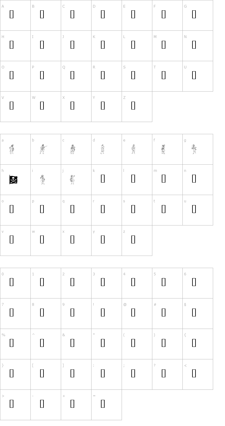 Character Map pirates2 Font