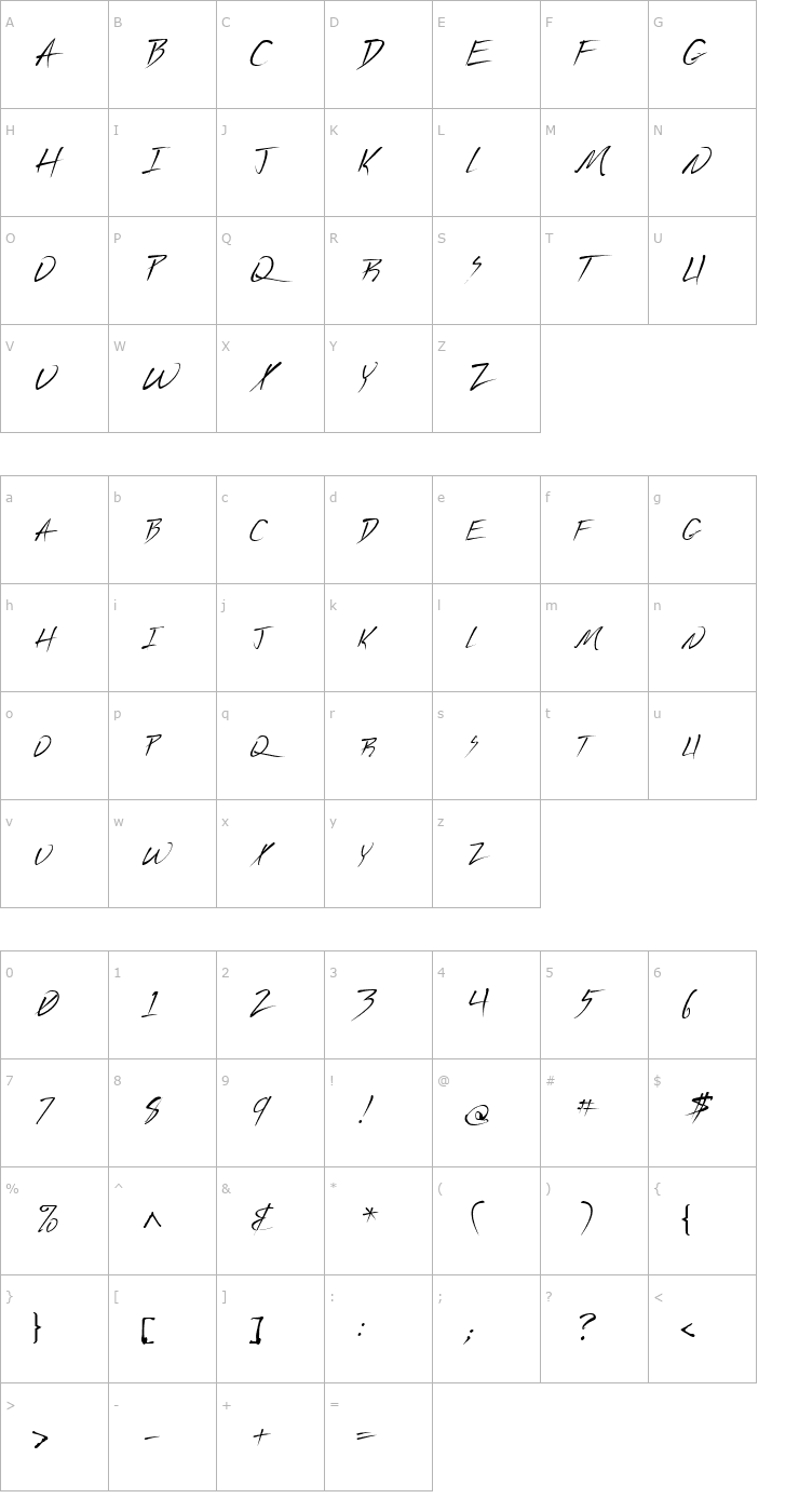 Character Map Pirouette Font