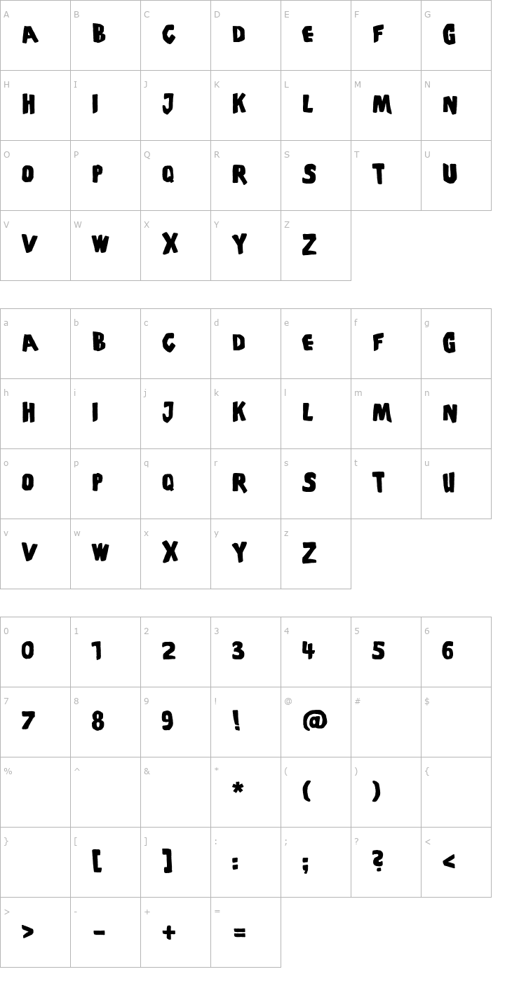 Character Map PiS Coffins and Ghosts Font