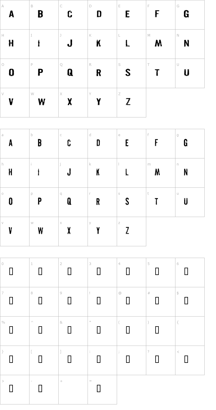 Character Map Pistolgrip Font