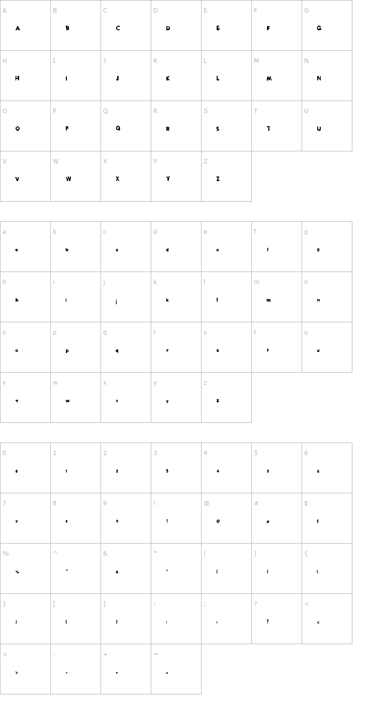 Character Map Pixel Noise Font