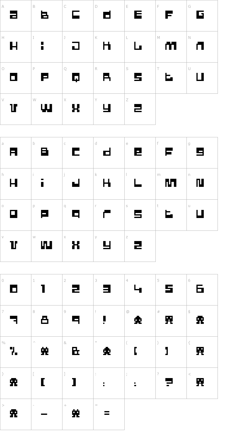 Character Map Pixel Power Font