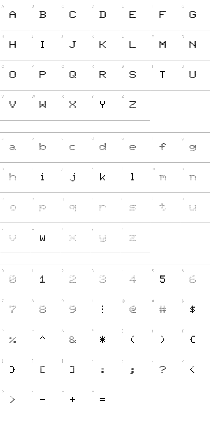 Character Map Pixel Regular Font