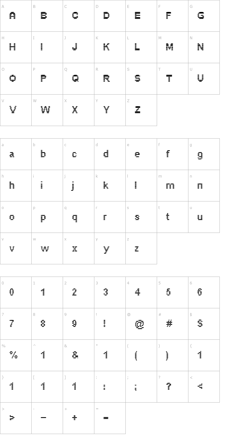 Character Map pixelino Font