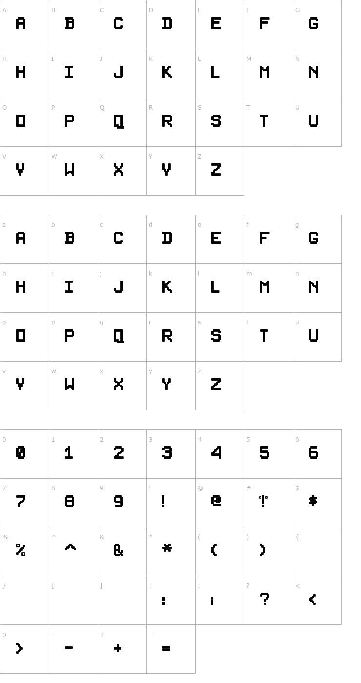 Character Map PixelSplitter Font