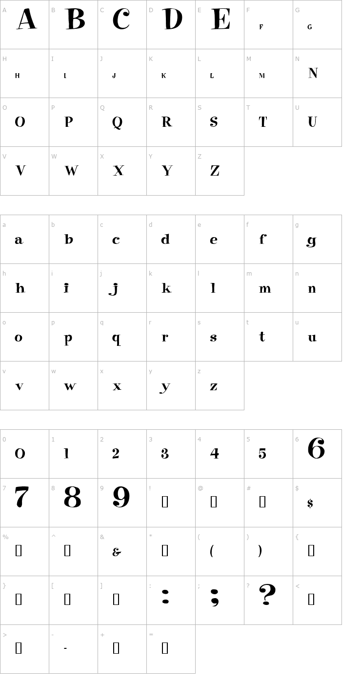 Character Map Pixie Font