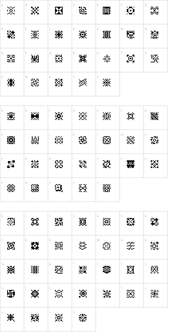 Character Map Pixpat10 Font