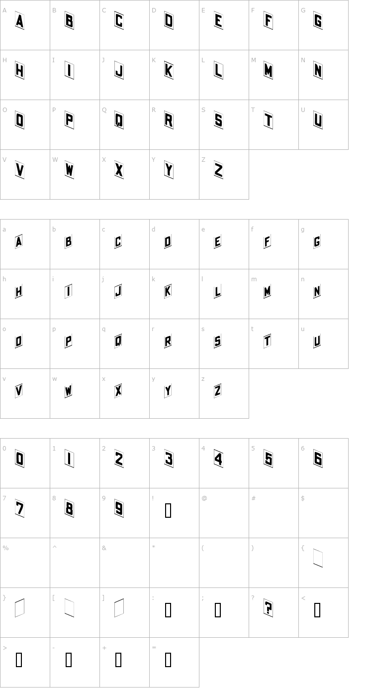 Character Map Placecard Font