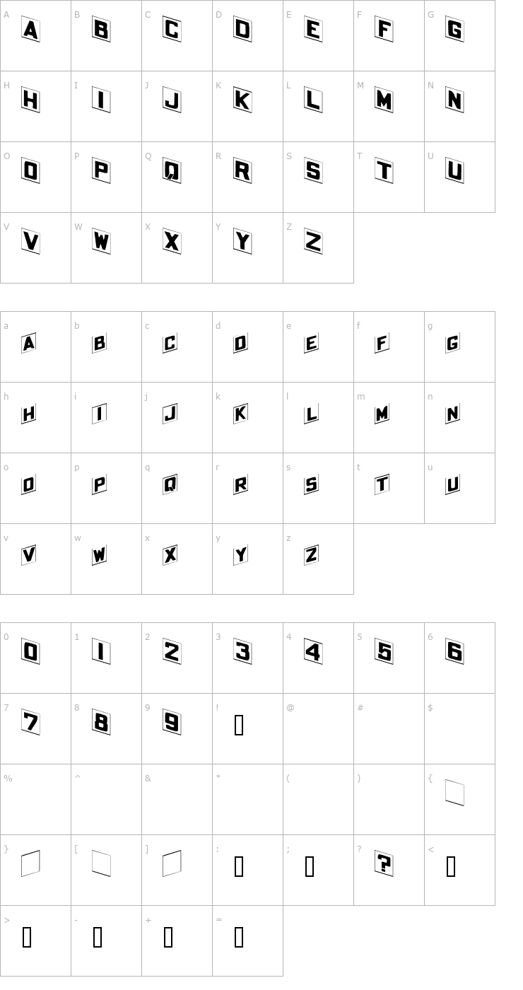 Character Map PlacecardExtended Font