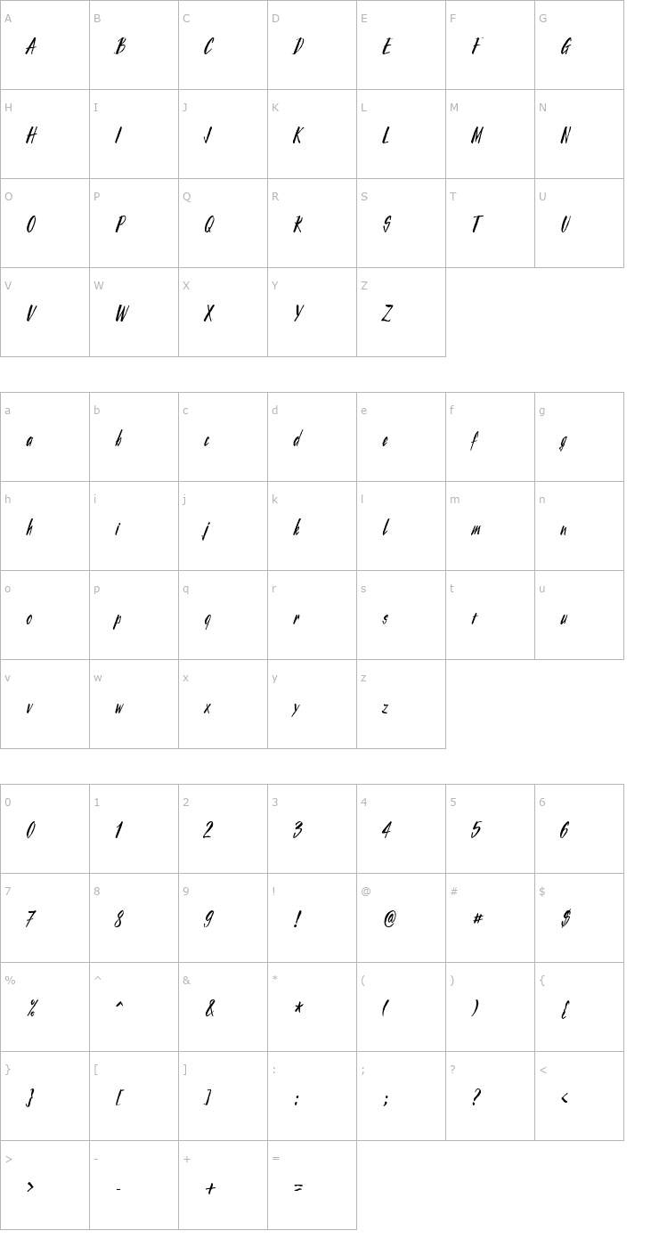 Character Map PlageTahiti Font