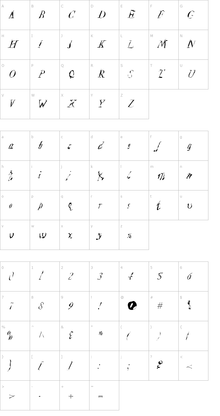Character Map Plague Mass Font