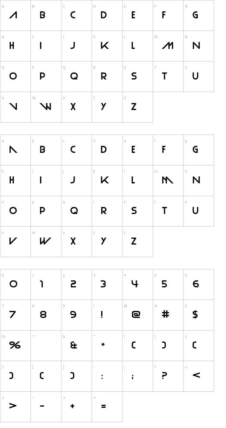 Character Map Plain Cred Font