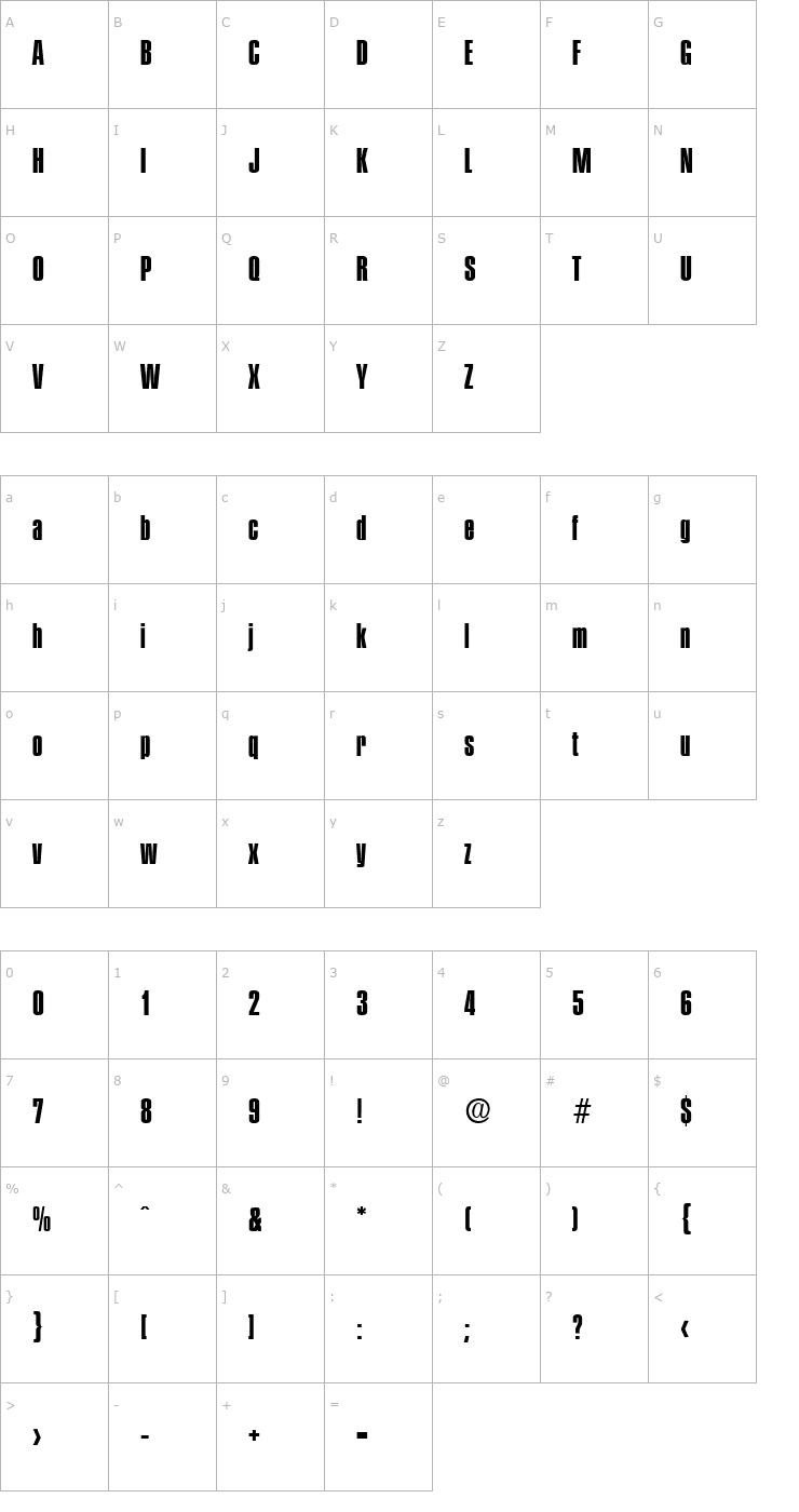 Character Map Plakette-Serial-Bold Font