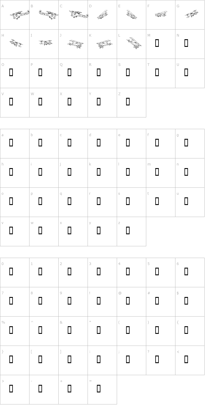 Character Map Planes Font