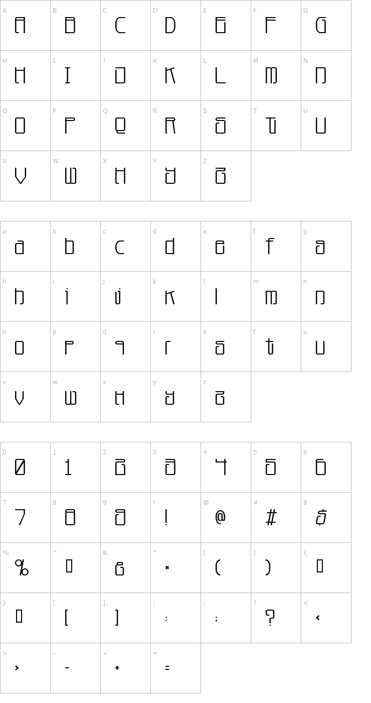 Character Map Planet Dust Font