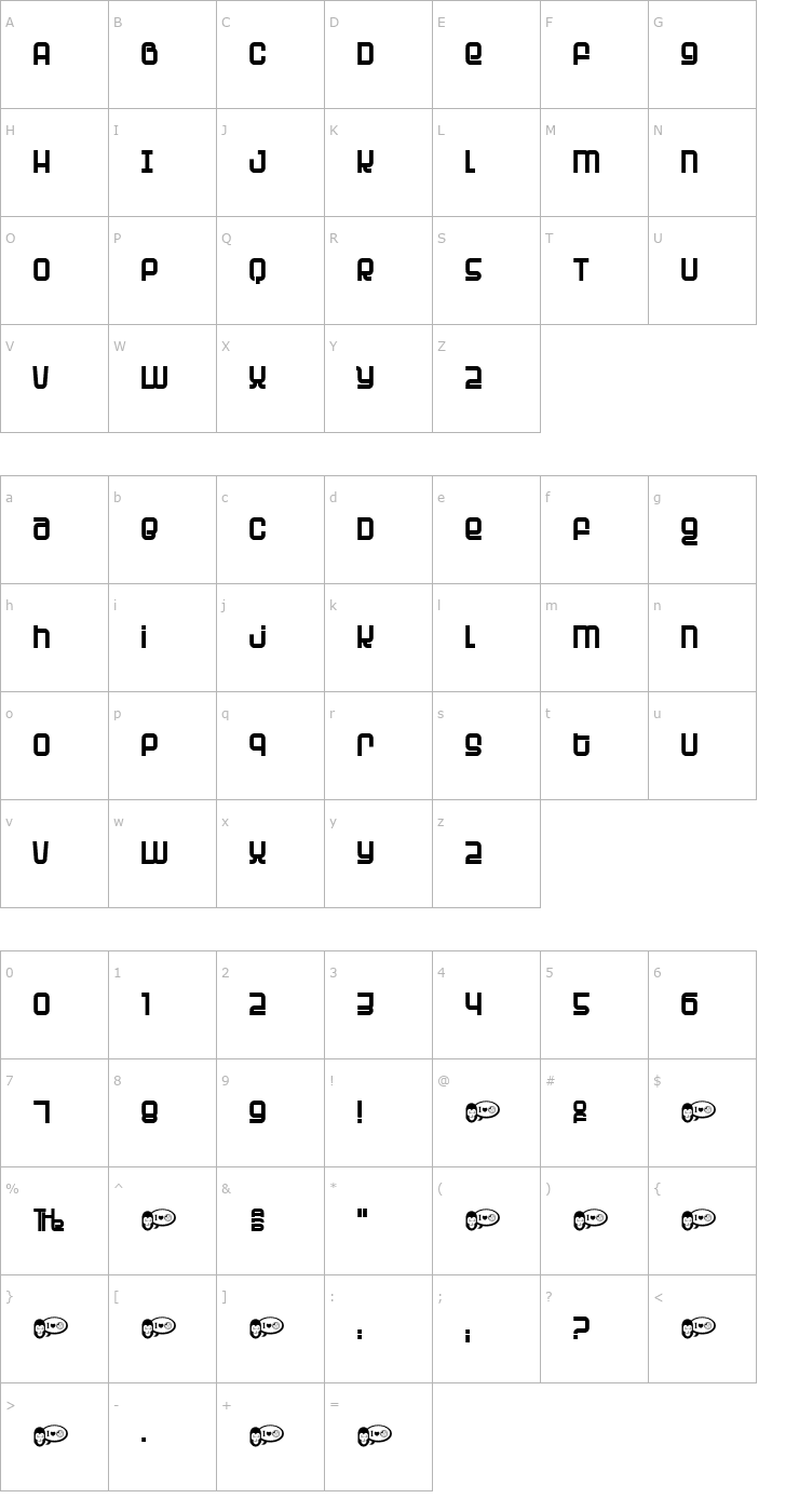 Character Map Planet Font