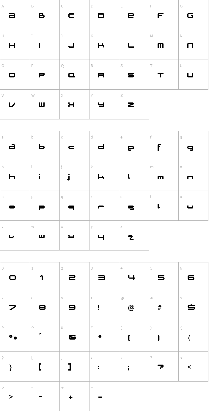 Character Map Planet Opti Font