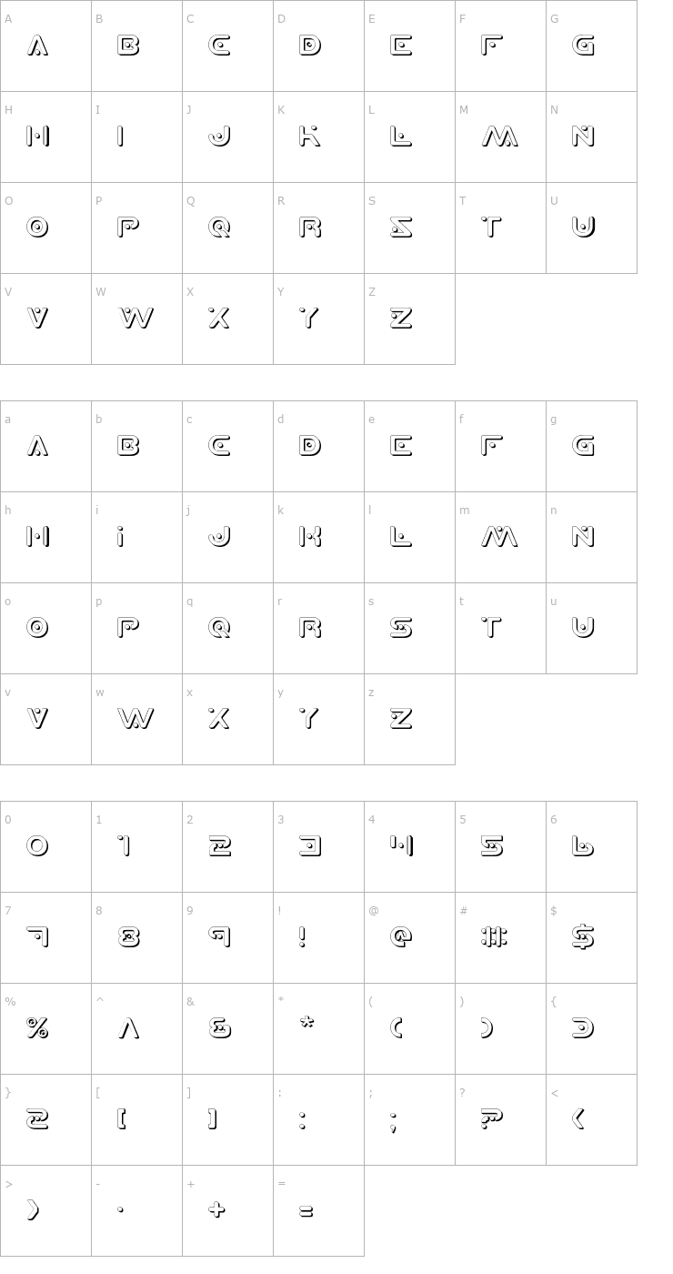 Character Map Planet X Shadow Font