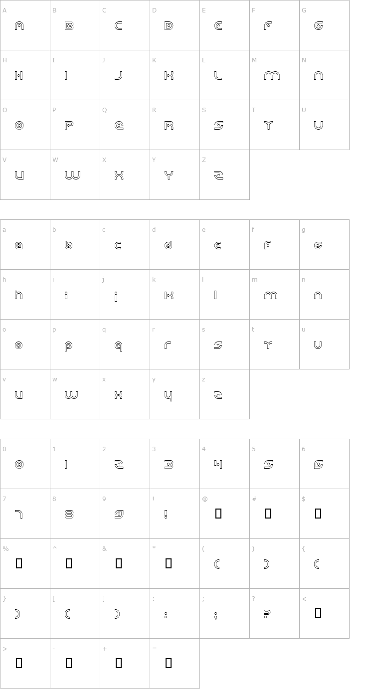 Character Map Planetary Orbiter Outline Font