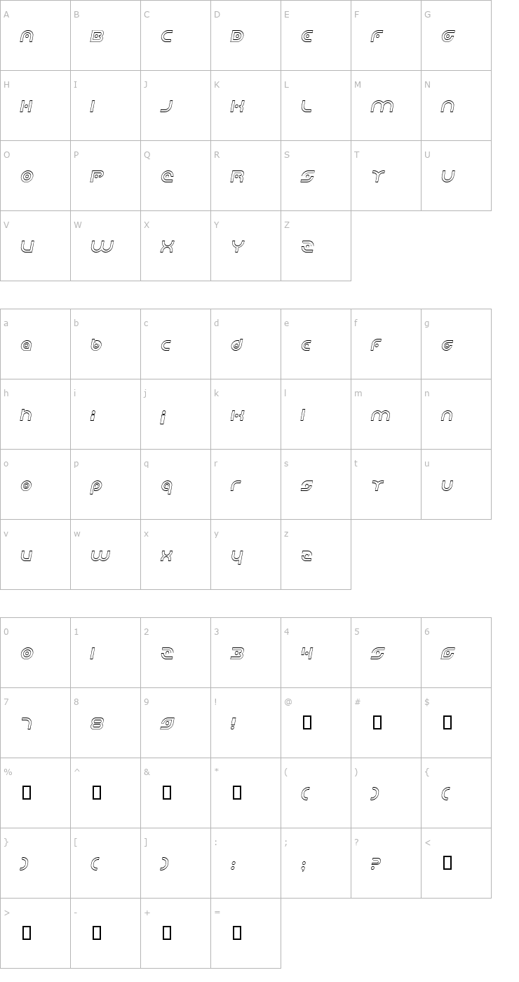 Character Map Planetary Orbiter Outline Italic Font