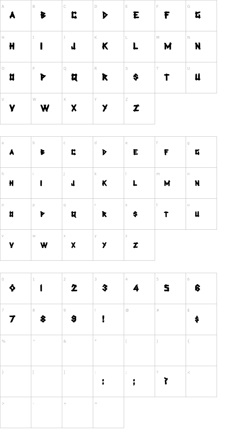 Character Map PlanksDisplayCaps Bold Font