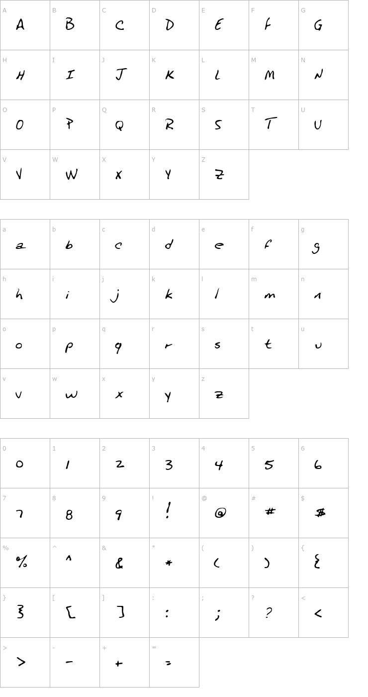Character Map Plano Regular Font