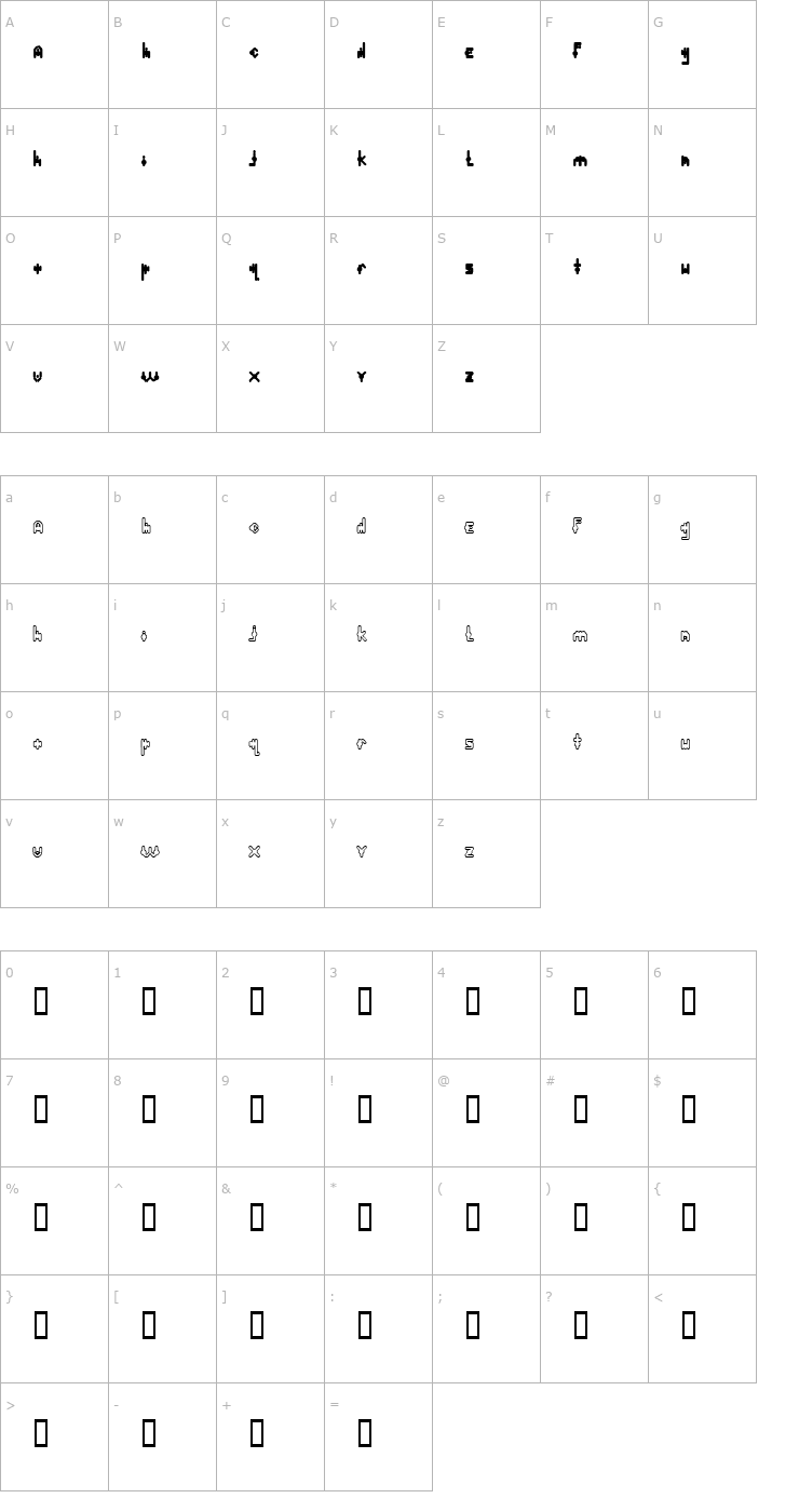Character Map plasma poodle Normal Font