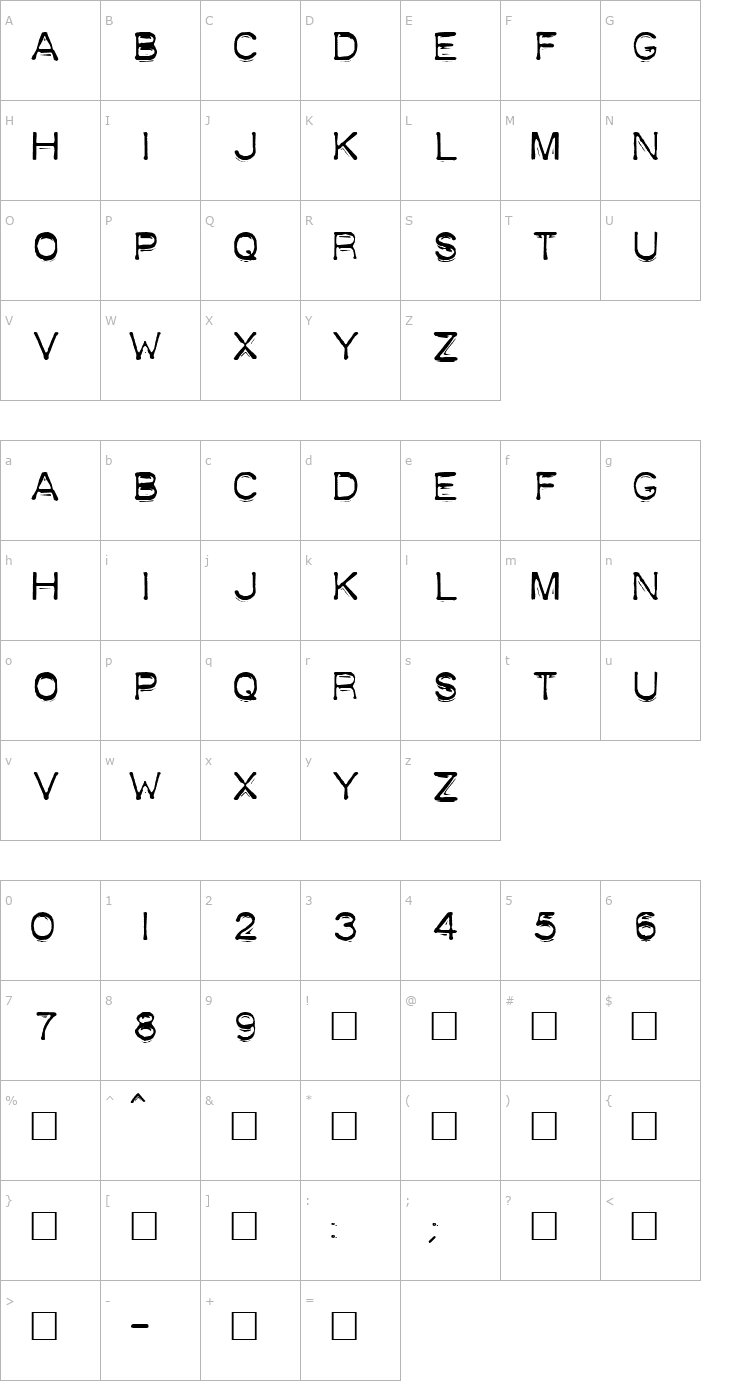 Character Map Plastique Font