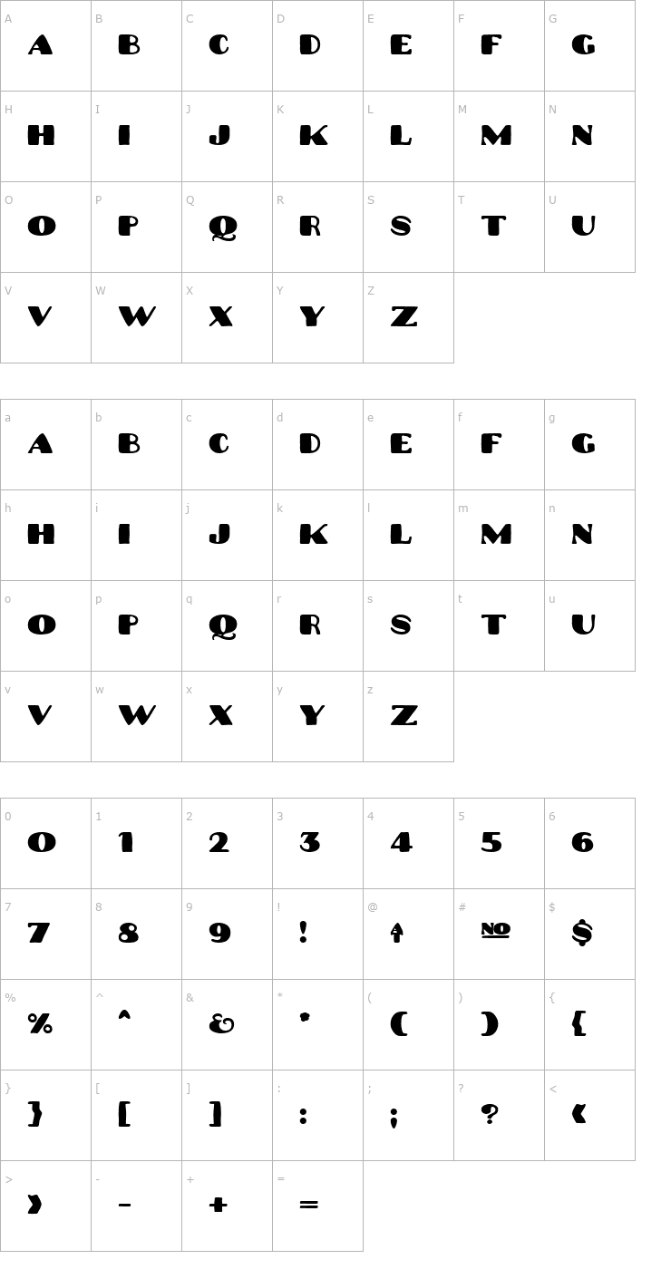 Character Map Platinum Hub Caps Solid Font