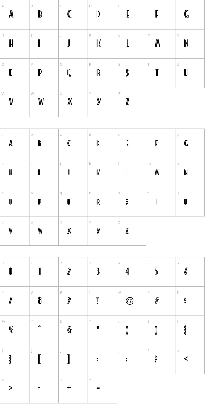 Character Map Platonick Font